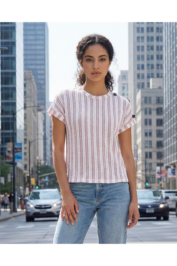 Women Purple Striped Casual Blouse