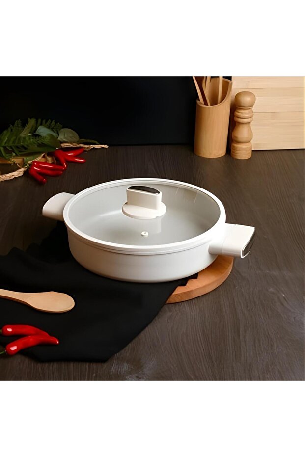 26 cm White Silicone Handle Basic Pot
