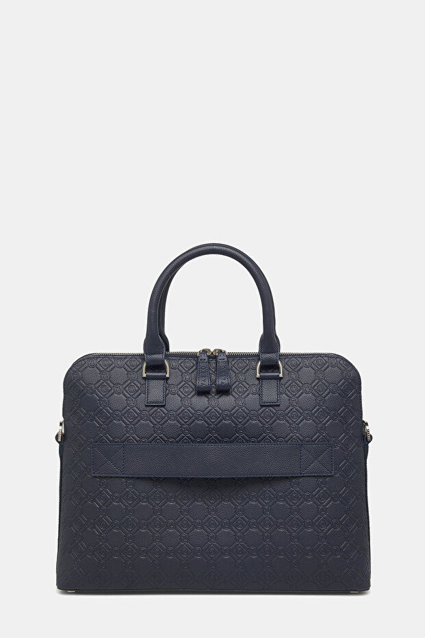 LACİVERT MONOGRAM DERİ ÇANTA - 4