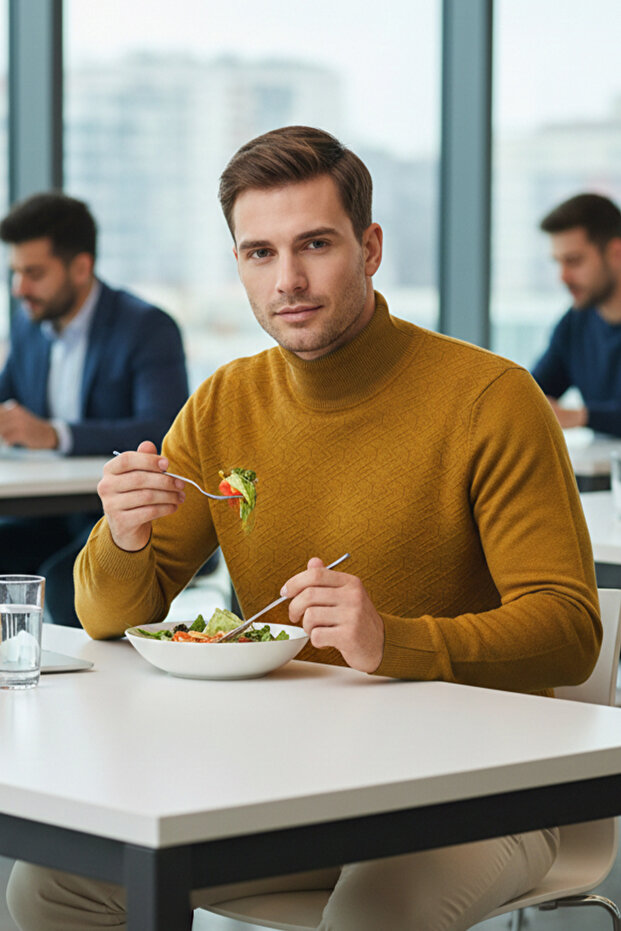 Men's Half Turtleneck Patterned Sweater - 3