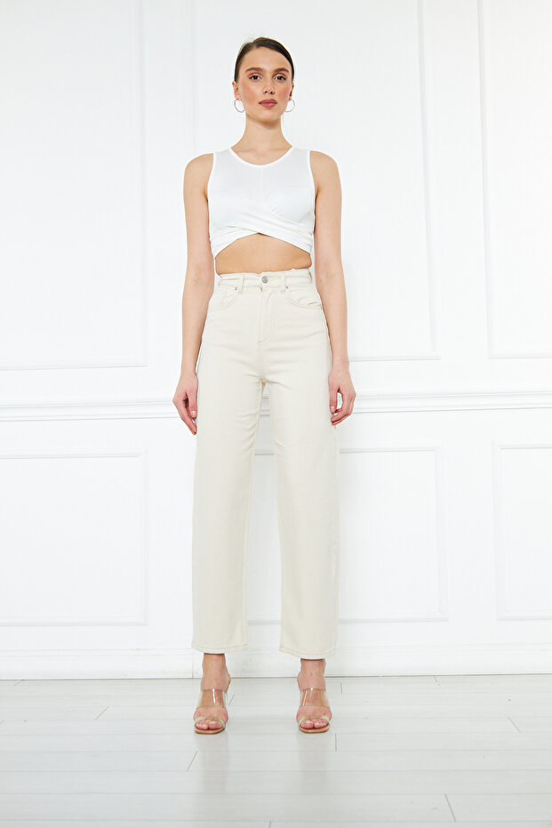 Women's High Waist Slouchy Cotton Jean Pants