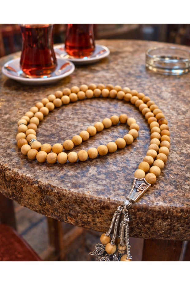 99-Piece Sandalwood Prayer Beads 8mm – Naturally Scented Wooden Prayer Beads – Handcrafted Imami Zikir Prayer Beads