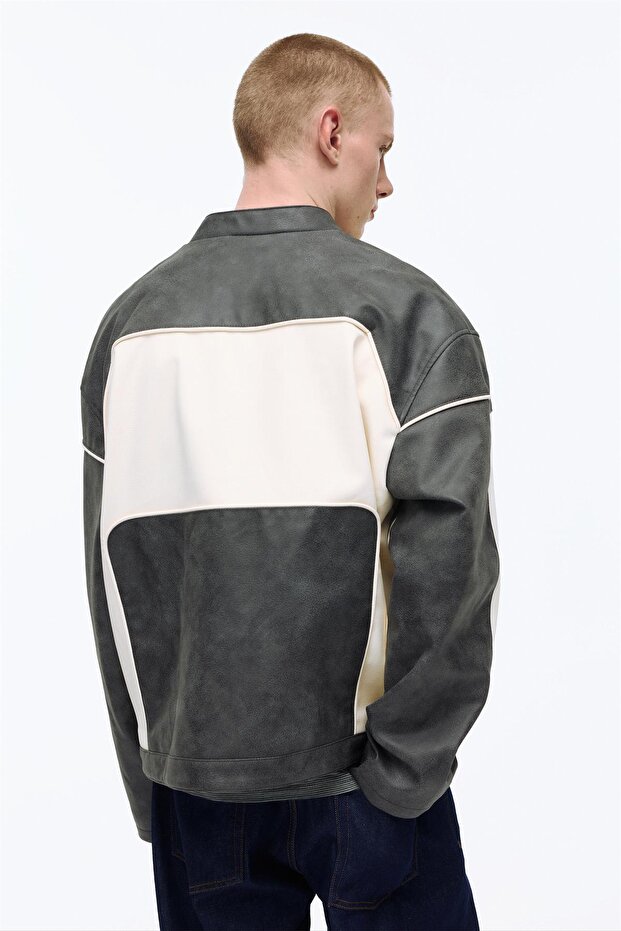 Panelli suni deri ceket - 6