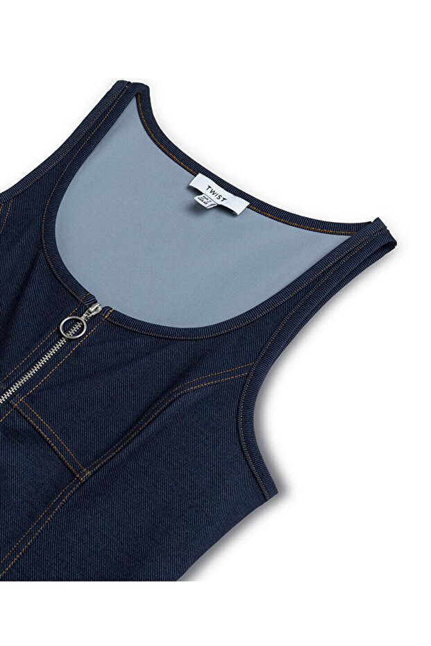 DENİM GÖRÜNÜMLÜ TİŞÖRT - 4