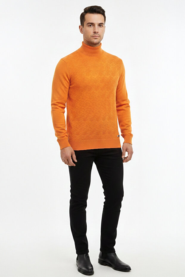 Men's Half Turtleneck Patterned Sweater - 2