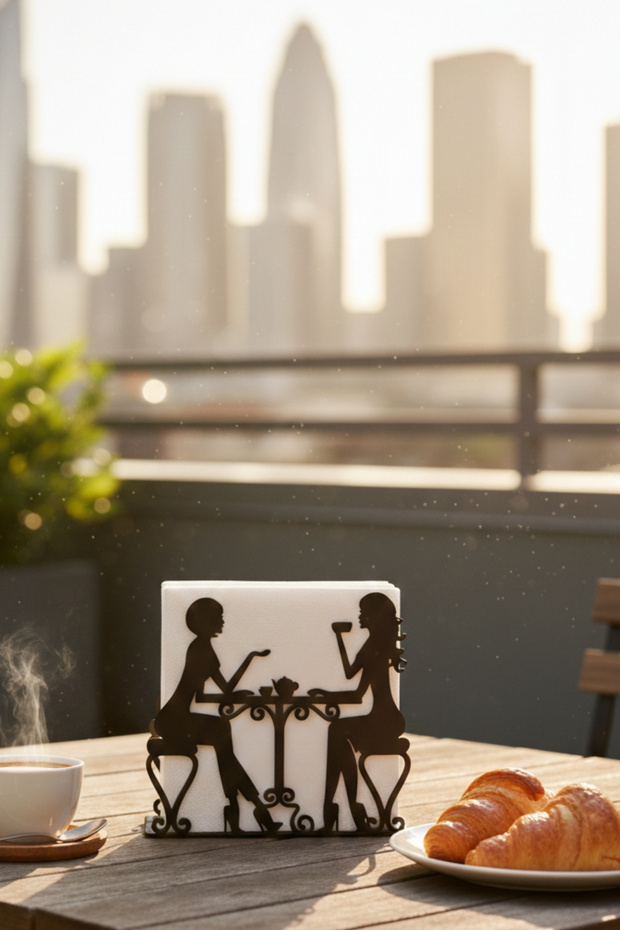 Aesthetic Figured Metal Napkin Holder Black Cafe and Home Type Decorative Napkin Holder