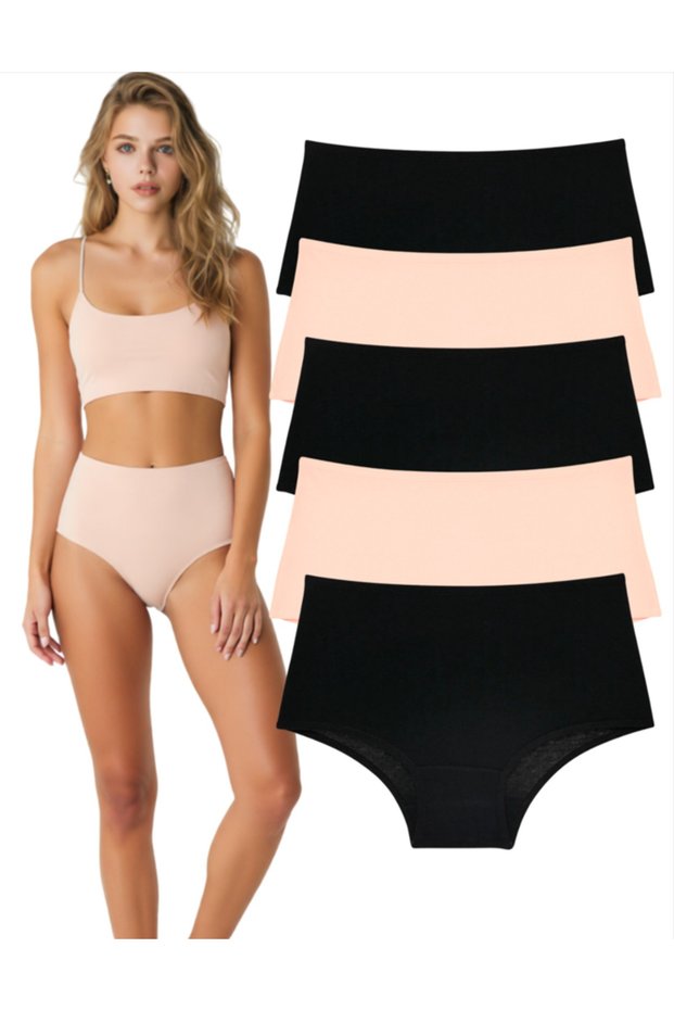 Women's Panties 5-Pack Colorful High-Waisted Flexible Comfortable Gathering-Up Women's Panties