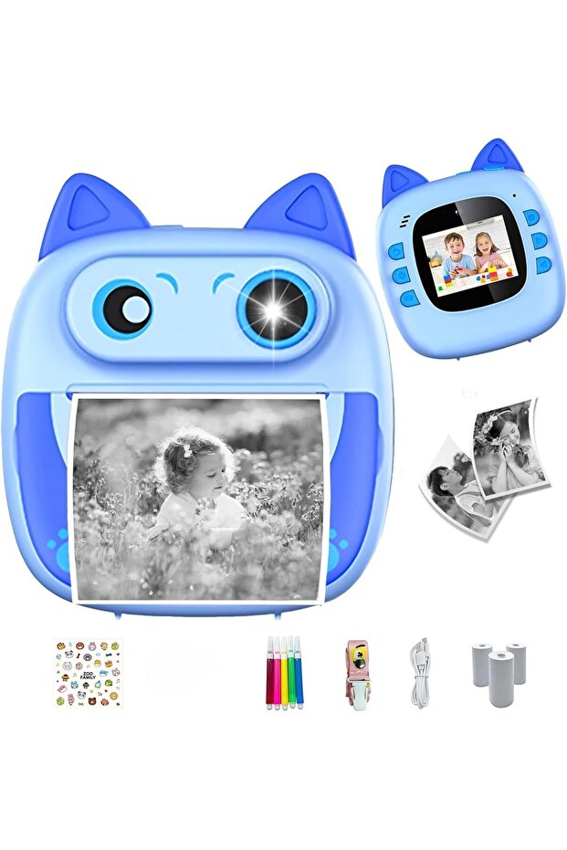 Kids Instant Print Camera Toy, Cartoon Mini HD Digital Camera for Children, Educational Toy