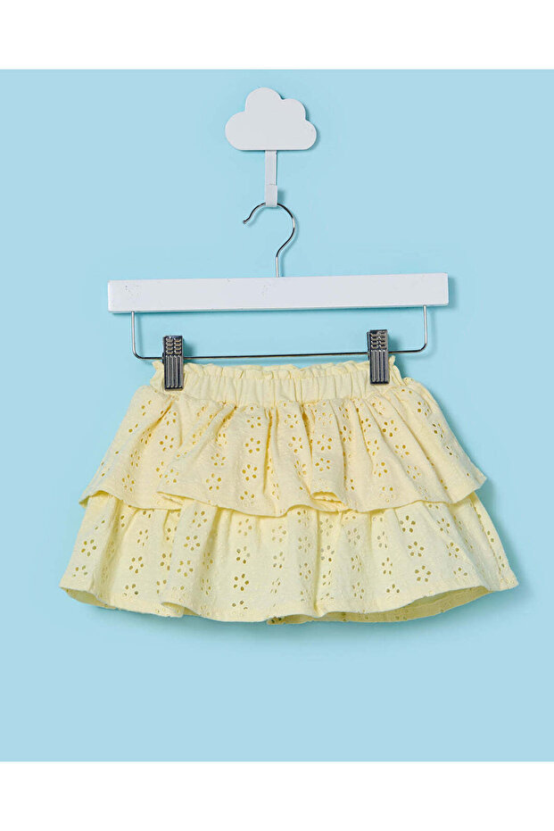 Infant Girls Yellow Schiffli Casual Skirt