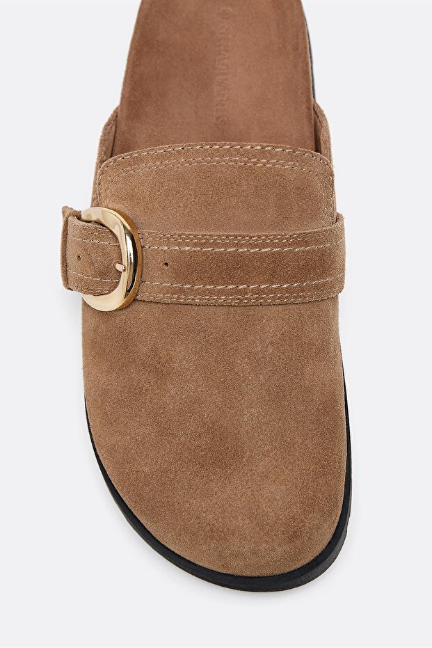 Leather backless clogs - 4
