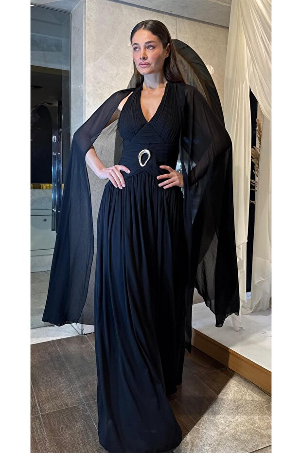 Siyah Piliseli V Yaka Abiye - 1