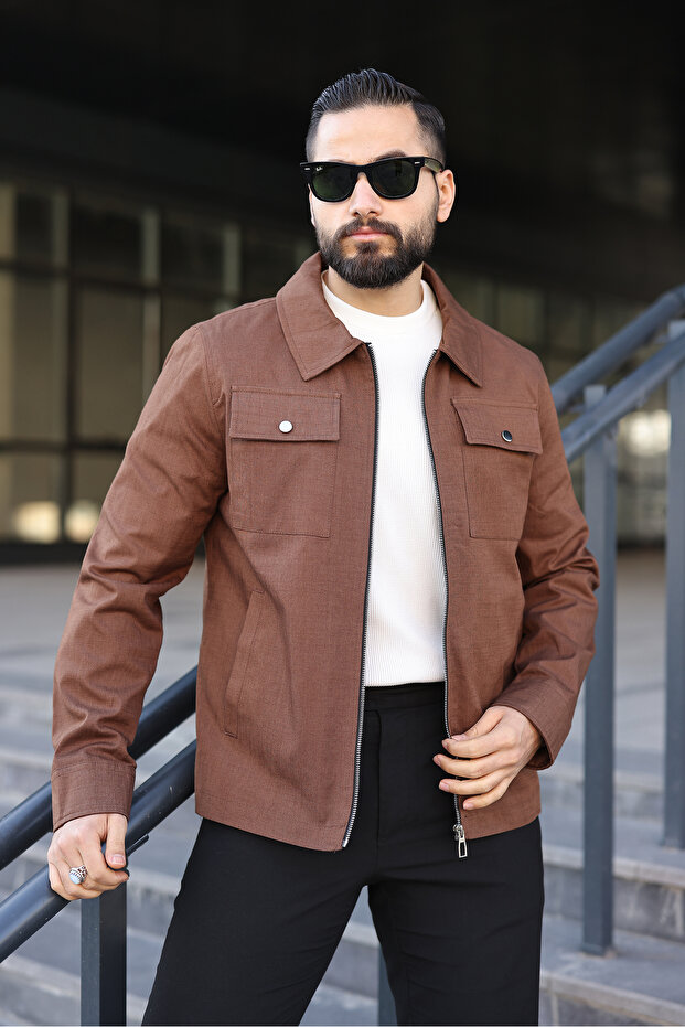 سترة كتان أساسية مع جيوب - 2