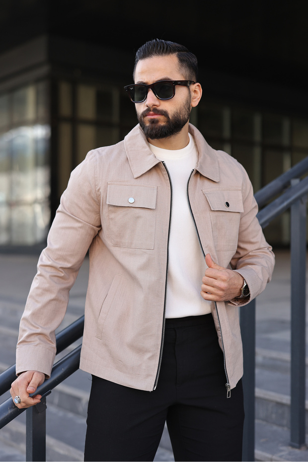 سترة كتان أساسية مع جيوب - 2