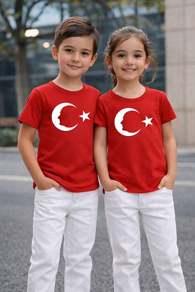 Ataturk Printed Flag Moon Star 29 October 23 April Tshirt 100% Cotton