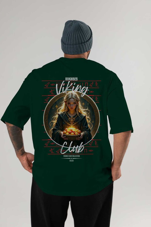 Viking Mythology 16 Back Printed Green Oversize T-Shirt Men Women Cotton Crew Neck T-Shirt