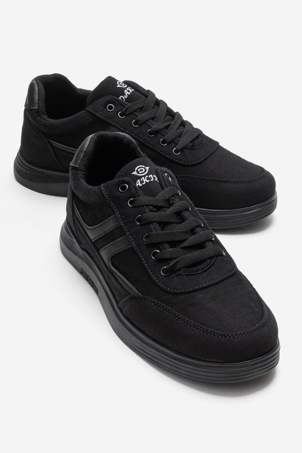 Two-Stripe Linen Men's Shoes Black Black