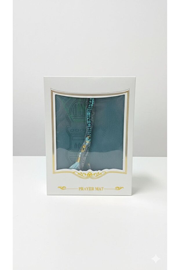 Velvet Prayer Mat Set with Tasbih Beads, Soft Padded Mat-Gift Box