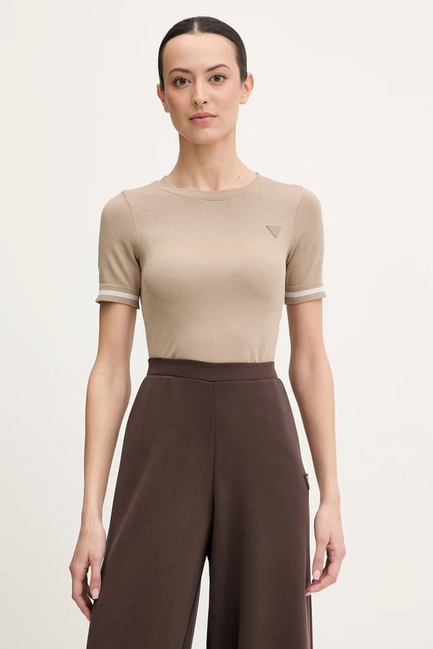 Pepi 4g Seamless Short Sleeve Women's Beige Top V6Rp02Z4692-Fnl8