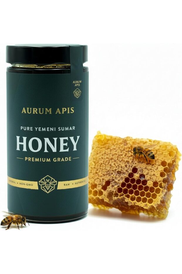 Yemeni Sumar Honey, 100% Raw Unfiltered Pure Honey, Hand Harvested Honey– 1kg Honey Jar
