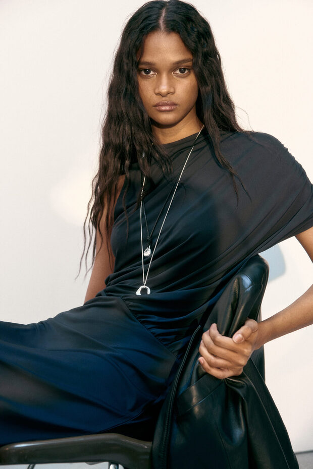 Drapeli Maksi Elbise - 3