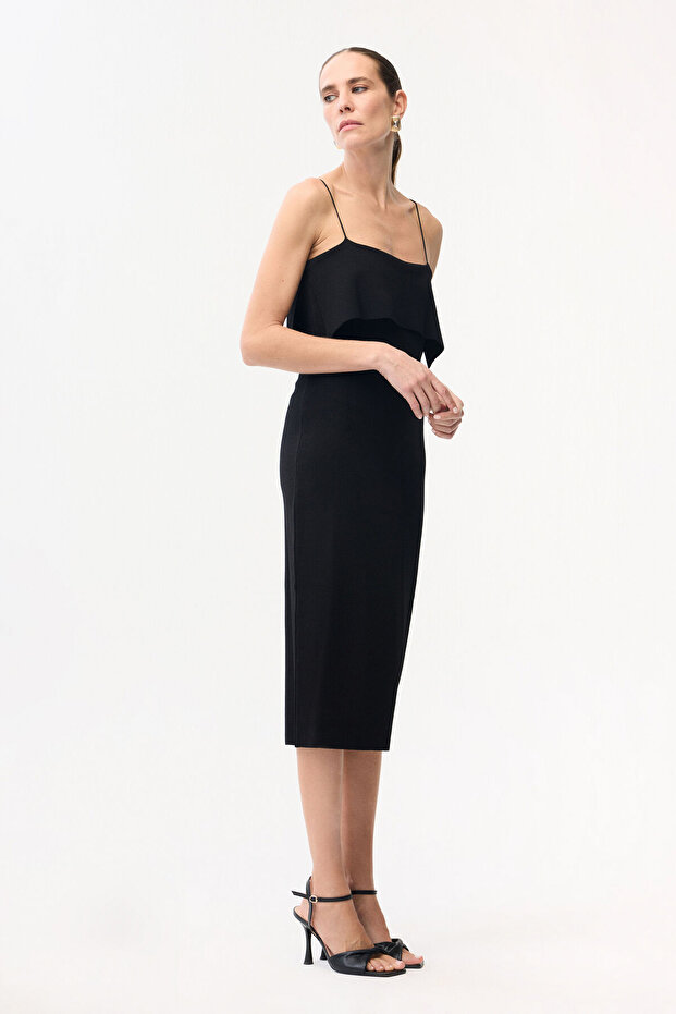 İp Askılı Triko Elbise - 1