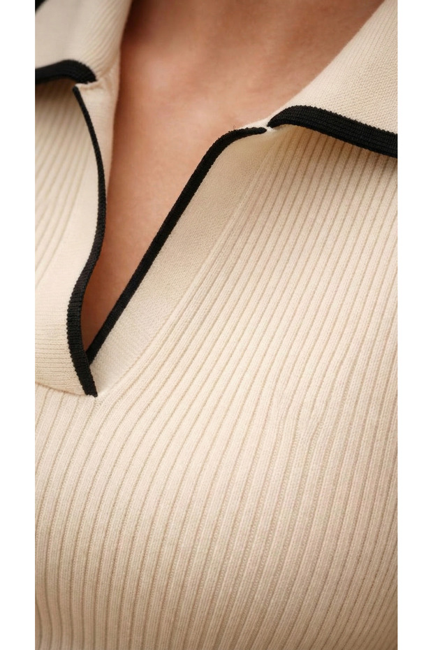 gömlek yaka triko elbise - 6