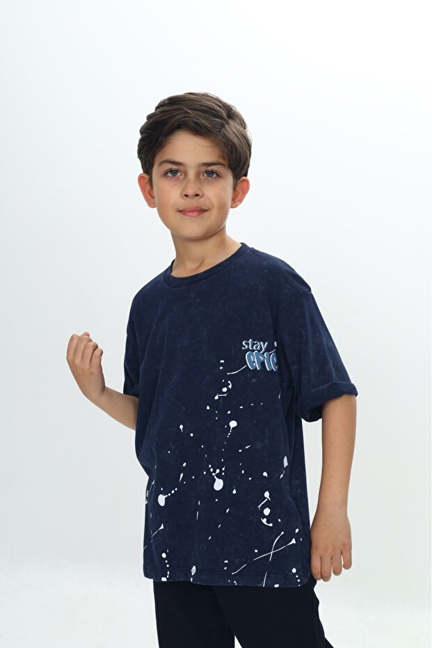 Boy's Printed Crew Neck Short Sleeve T-Shirt
