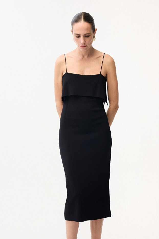 İp Askılı Triko Elbise - 2