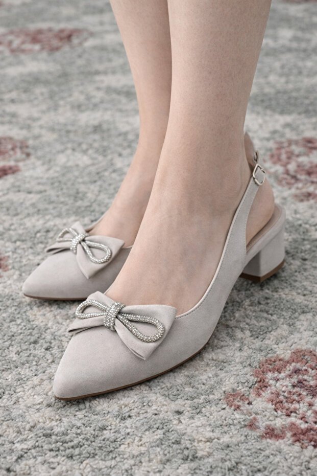Crystal Bow Heeled Shoes
