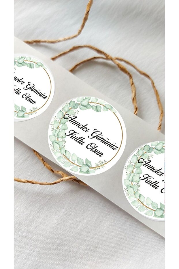 Mother's Day Green Leaves Sticker - 24 Pieces Decoration, Gift, Packaging Sticker Ag6
