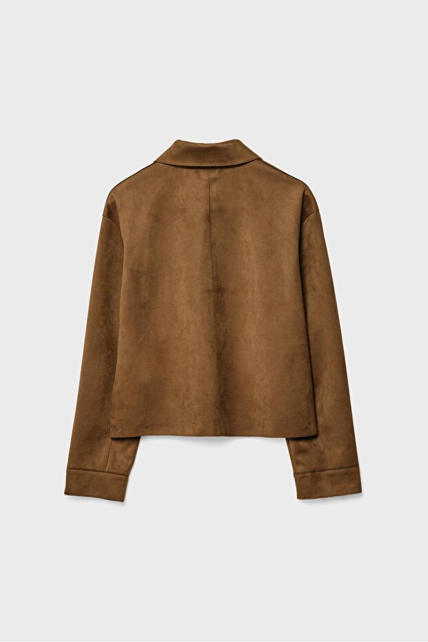 Faux suede jacket with pockets - 7