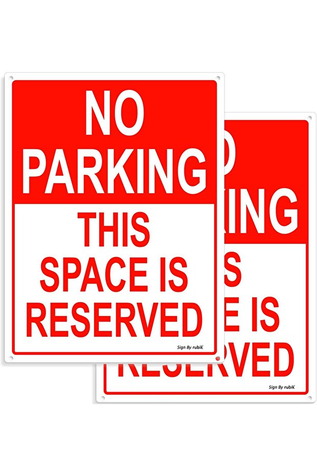 2-Pack Acrylic No Parking This Space is Reserved Sign 20x15cm A5 Size Red/White