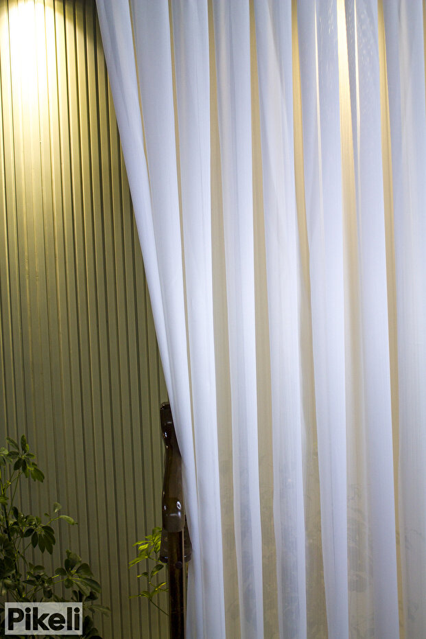 Bamboo Tulle Curtain - 1X3 Pleats - Professional Installation - White