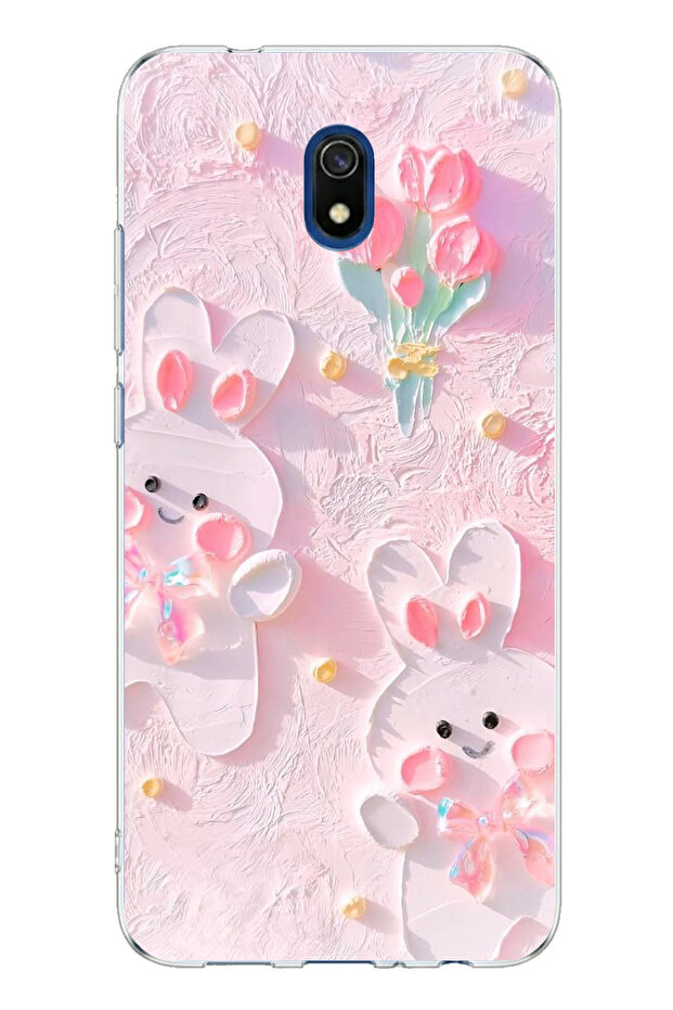 حافظة سيليكون مطبوعة على شكل أرانب لطيفة متوافقة مع Redmi 8A - 1