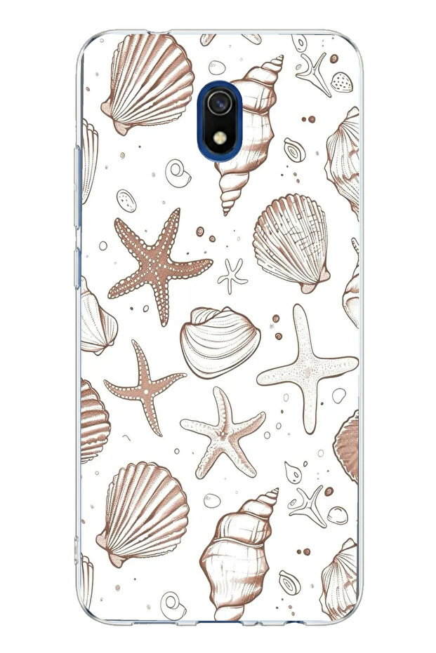 حافظة سيليكون مطبوعة باللون البني من نوع Sea Star و Shell متوافقة مع Redmi 8A - 1