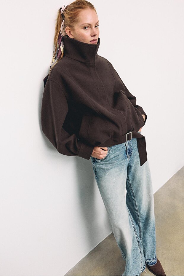 جاكيت بومبر كبير الحجم ذو ملمس ناعم - 3