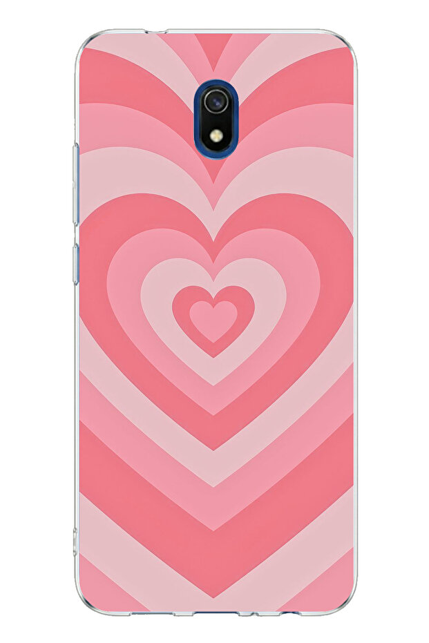 حافظة سيليكون مطبوعة بقلوب وردية متوافقة مع هاتف Redmi 8A - 1