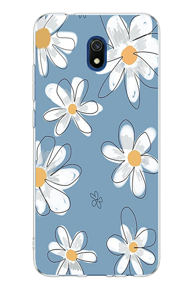 حافظة سيليكون مطبوعة باللون الأزرق متوافقة مع هاتف Redmi 8A - 1