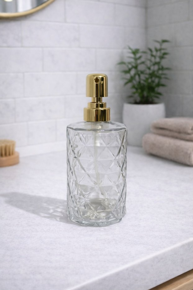 Glass Soap Dispenser 350 ml | Modern Design for Bathroom and Kitchen