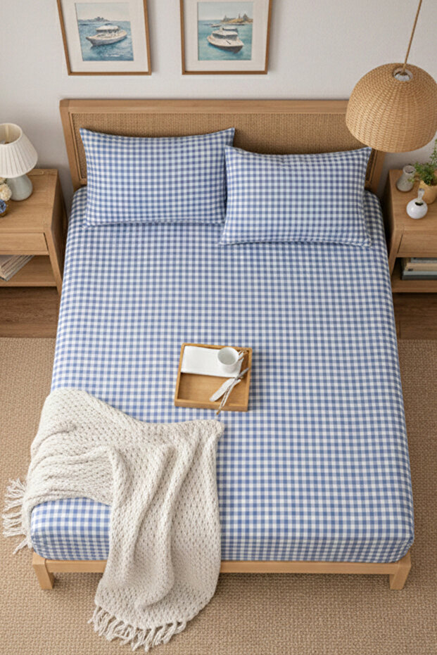 Pöti Kare Patterned Fitted Sheet Set - Single/Double/King Size - 3