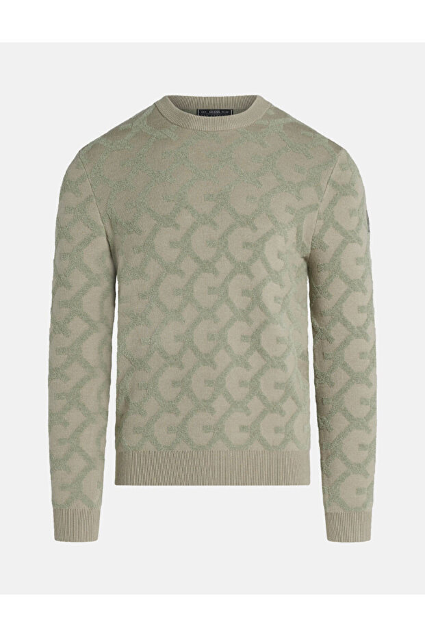 Embossed jacquard logo sweater