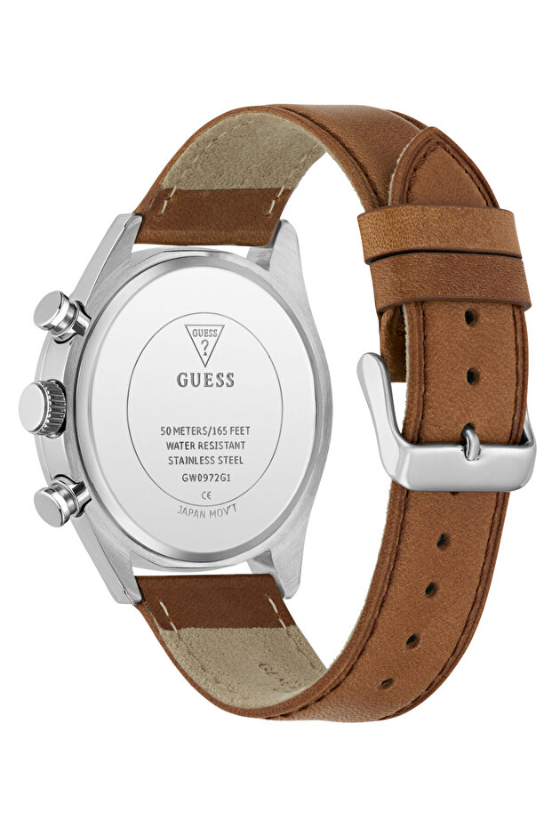 ساعة رجالية متعددة الوظائف بلون بني فضي - 6