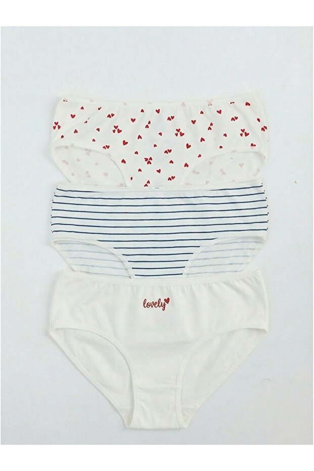 Ecru Printed Girls' Panties 3-Pack (S6)
