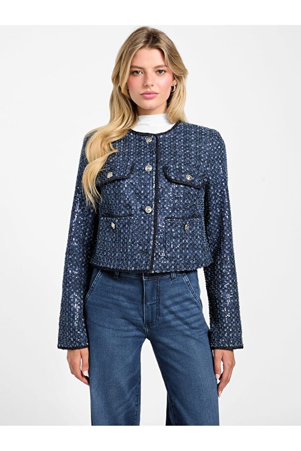 جاكيت دنيم مزين بالترتر - 6