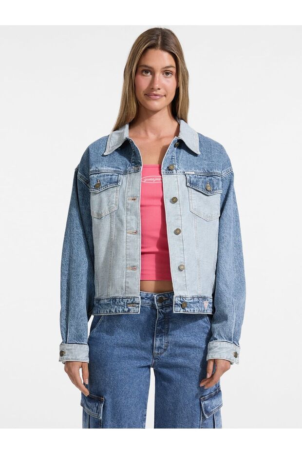 Oversized Denim Trucker Jacket - 1
