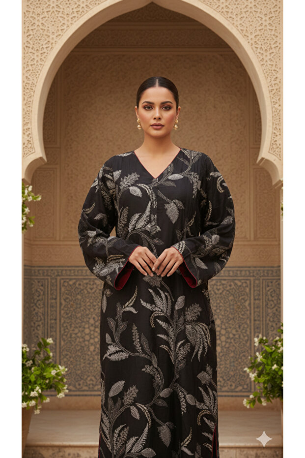 All over Zari Printed premium Botanical Jalabiya