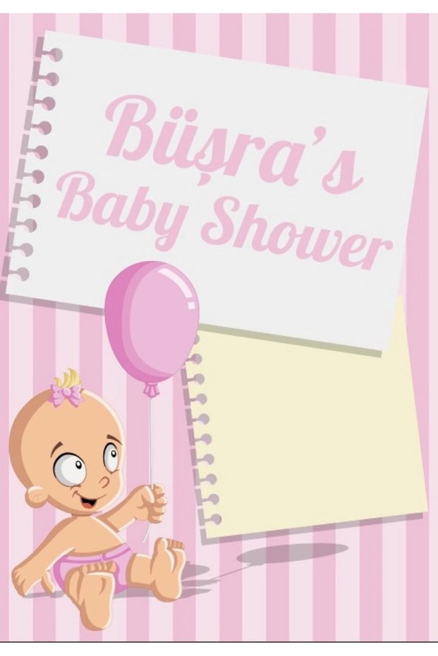 Pink Striped Baby Themed Baby Shower Banner 70X100 cm