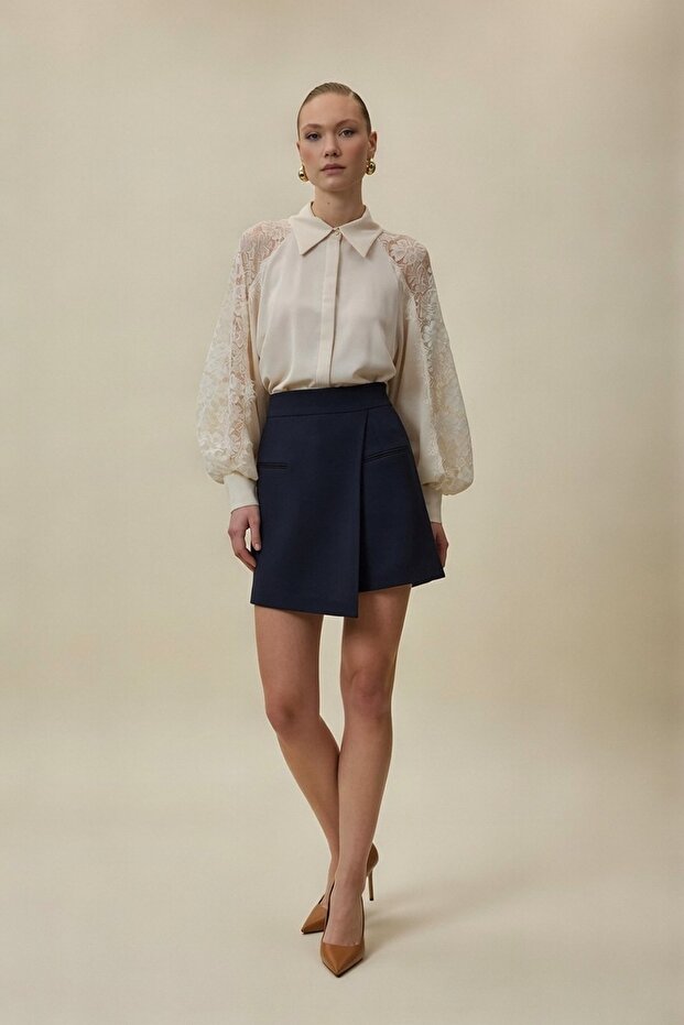 Talia Şort Etek - Lacivert - 1