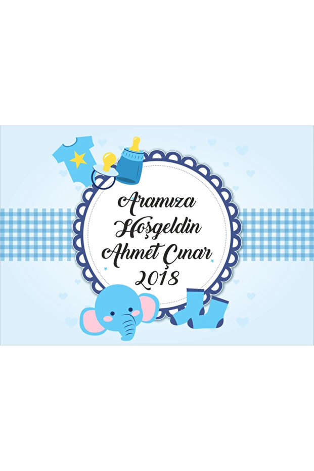 Cute Elephant Themed Baby Welcome Banner 35X50 cm