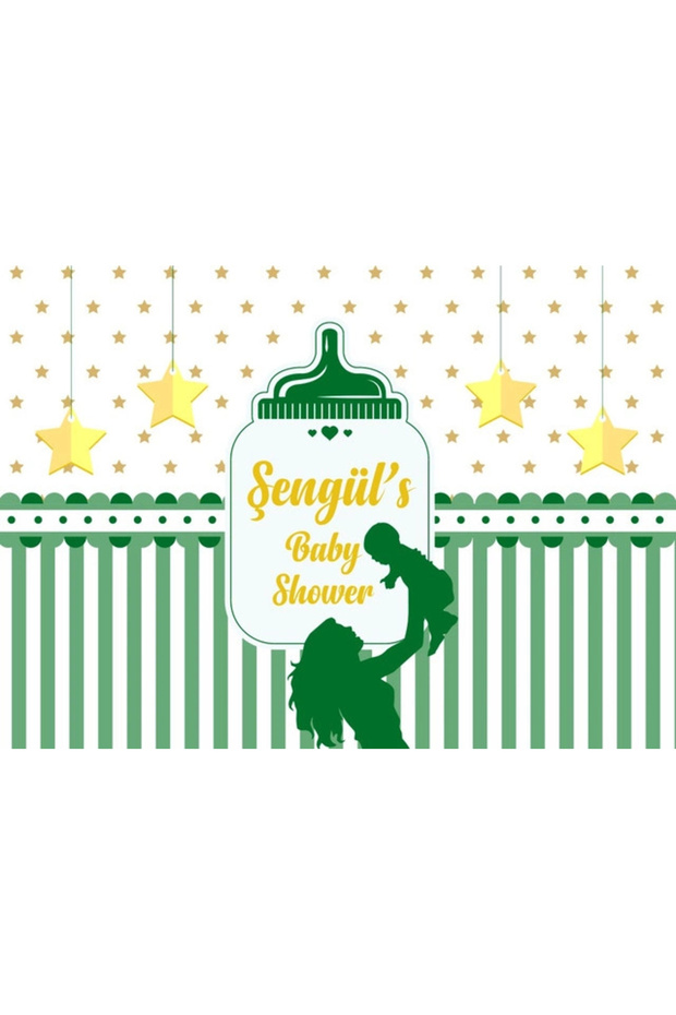Green and Baby Themed Baby Shower Banner 70X100 cm